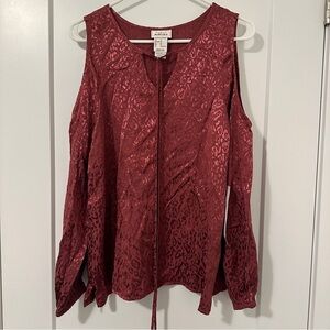 Ariat NWT Maroon Leopard Long Sleeve Blouse Size Medium Women’s